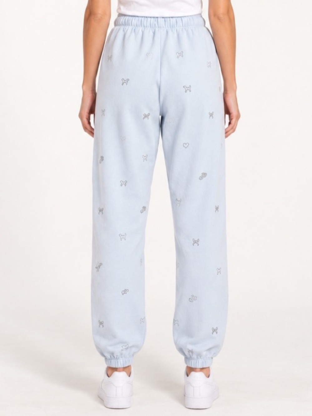New! PINK x LoveShackFancy Blue Rhinestone Jogger Sweatpants Small 57230